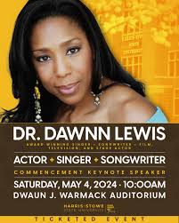 Harris-Stowe State University is pleased to announce our 2024 Commencement  Keynote Speaker renowned actress, singer, and songwriter, Dr. Dawnn Lewis!  Spring 2024 Commencement starts at 10 a.m. in the HGA Auditorium. For