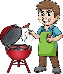 Man Cooking Barbecue Cartoon Vector Clipart Friendlystock Man Cooking Cartoon Cartoons Vector