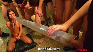 Facial cumshots and pissing bukkake for cute brunette Adina who drinks pee  thru long tube - CinemaPee.com
