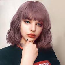 After joining the lob club earlier this year, kaia gerber is clearly loving the shorter look, opting for a super sharp trim to her jaw length bob. Amazon Com Isaic Wavy Wig With Bangs Synthetic Short Bob Wavy Hair Wig Ash Pink Color Daily And Party Wig Natural Looking 12 Beauty