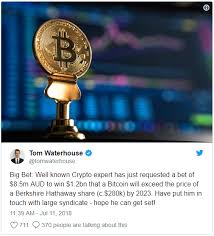 Realtime bitcoin updates, bitcoin to australian dollar charts, btc to aud calculator at livebtcprice.com. Buffett Trolled Again Punter Bets Millions Bitcoin Price Will Soar Above Berkshire Stock By Cpost Medium