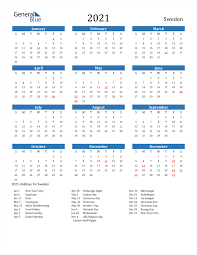 There are 53 weeks in 2020. 2021 Sweden Calendar With Holidays