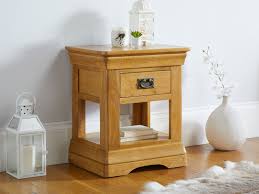Glendora industrial solid wood single drawer nightstand end table. Farmhouse 1 Drawer Oak Bedside Table Fully Assembled