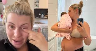 Tiffiny Hall breaks down in tears over her postpartum body