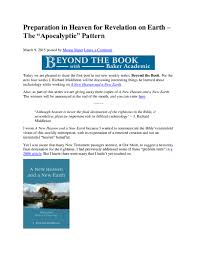 Pdf Preparation In Heaven For Revelation On Earth The