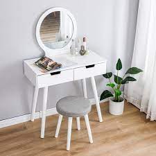 dresser table mirror with chair set vanity table makeup stool wooden 2 drawers modern tocador mesa a dresser table dressing table modern mirror table