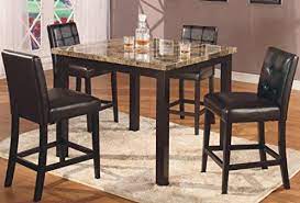 Gtu Furniture 5pc Counter Height Table With Faux Marble Top And 4 High Chairs Dining Set Black Furniture Dining Room Sets Table