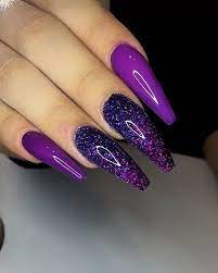 It is such a fun, stylish and easy to wear nail idea. The Trendest Color For This Year Purple Nail Designs Purple Acrylic Nails Coffin Nails Designs