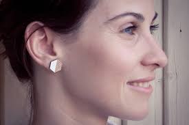 Buy Big RIGHE Earrings, Hexagon Wooden Earrings, White Studs, Post  Earrings, Studs, Willow Wood, Hand Painted Jewellery, Analergic Earrings  Online in India