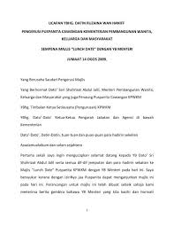 Teks pengacara majlis perpisahan staf. Ucapan Pengerusi Majlis Lunch Date Dengan Yb Menteri Kpwkm