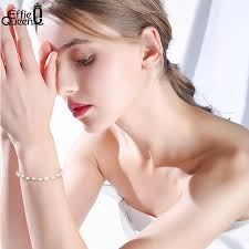 EFFIE QUEEN 925 Sterling Silver Natural Baroque Pearl Bracelet 14K Gold  Adjustable Chain Link Bracelets for Women Jewelry GPB09