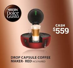Nescafe coffee machine dolce gusto drop red. Courts Fiji Limited Inspired By A Drop Of Coffee The Beautiful Nescafe Dolce Gusto Drop Red Automatic Pod Coffee Machine Is A Truly Stylish Piece For Your Kitchen Now Available
