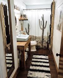Southwestern Desert Theme Bathroom Decor Cactus Shower Curtain Rustic Wood Western Bathroom Decor Brown Bathroom Decor Western Bathrooms
