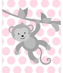 Monkey Nursery Art Baby Girl Zoo Art Zoo Nursery Decor Grey Etsy Monkey Nursery Art Zoo Nursery Decor Monogram Nursery Art