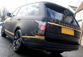 Black And Gold Car Color Range Rover Vogue Fully Wrapped In A Matt Black Vinyl Car Wrap With Mirror Gold Vinyl Detailing By Totally Dynamic Range Rover Matte Black Cars Car
