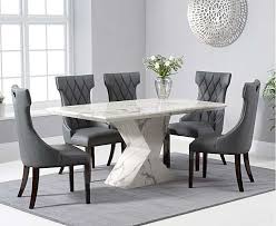 Aaron 160cm White Marble Dining Table With Freya Dining Chairs Dining Table Marble Grey Dining Tables High Back Dining Chairs