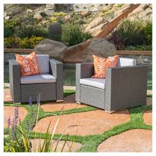Murano Set Of 2 Wicker Club Chair Gray Christopher Knight Home Gray Patio Furniture Patio Chairs Cheap Patio