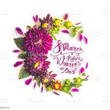 Foto De 8 De Marco Dia Feliz Das Mulheres Frame Da Flor De Flores Das Dalias E Mais Fotos De Stock De Beleza Istock