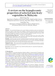Tropical life sciences research (tlsr) formerly known as journal of bioscience seeks to publish relevant ideas and knowledge addressing vital life sciences issues in the tropical region. Pdf A Review On The Hypoglycemic Properties Of Selected Non Leafy Vegetables In Malaysia