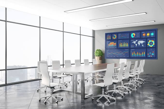 Fine-pitch direct-view LED video wall built from cabinet modules in a Braintree store