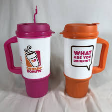 Dunkin Donuts 24 Oz Travel Mug Whirley Pink Or Orange Lid Grippy Base Coffee Cup Dunkindonuts Dunkin Dounuts Dunkin Donuts Dunkin