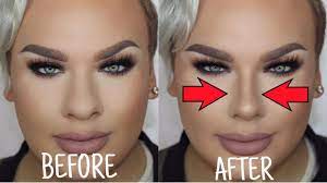 The nose line is found in the middle of the eye line and the bottom of the chin. How To Make A Big Nose Look Small Nose Contouring Youtube
