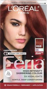 L'Oreal Paris Feria Multi-Faceted Shimmering Permanent Hair Color R68 Ruby  Rush Rich Auburn True
