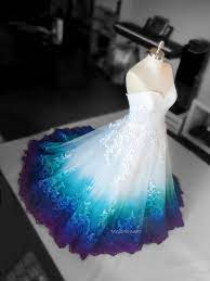 Colorful Ombre Wedding Dress Teal Blue And Purple Painted Wedding Dress 2nd Wedding Dresses Dye Wedding Dress