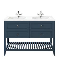 Media.castorama.fr goodhome imandra 120 : Meuble Sous Vasque A Poser 4 Tiroirs Goodhome Perma Bleu 120 Cm Plan Double Vasque Nira Castorama