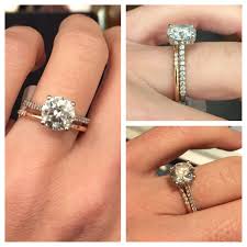 Delicate Rose Gold Wedding Band And Platinum Engagement Ring Rings Engagement Wedding Rings