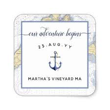 Authentic Nautical Chart Anchor Wedding Event Square