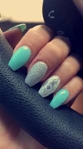 Untitled Aqua Nails Teal Acrylic Nails Quinceanera Nails