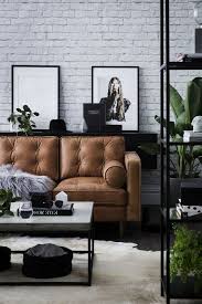 Black White And Brown Living Room Ideas Scandinavian Living Room In Black And White With White Brick Wall Brick Living Room Brown Living Room Decor Brick Wall Living Room