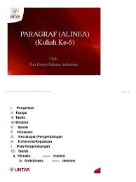Check spelling or type a new query. Paragraf Alinea Kuliah Ke 6 Oleh Tim Dosen Bahasa Indonesia