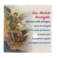 Guida l'armata celeste, affinché le forze delle tenebre cadano definitivamente all'inferno nella gehenna. Formella San Michele Arcangelo 10x10 Cm Quadretti Vendita Online Semprini Arredi Sacri