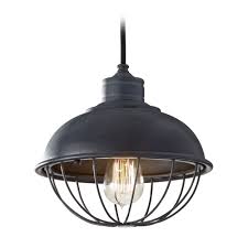 Retro Style Mini Pendant Light With Bulb Cage Shade P1242af Destination Lighting