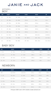 Janie And Jack Size Chart Baby Clothes Size Chart Baby