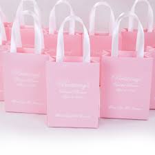 25 Bridal Shower Gift Bags With Satin Ribbon Handles And Your Etsy In 2020 Bridal Shower Gift Bags Bridesmaid Gift Bags Bridal Party Gift Bag