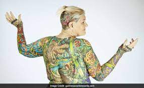 Isobel varley from the uk has refused to age has she holds the record for the most tattooed female citizen, she has 93% of her body covered up in tattoos. Tattooed From Head To Toe This 67 Year Old Woman Her Partner Set Guinness Record