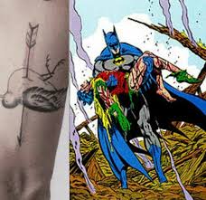 Batman tattoo by grimshady on deviantart. Mister J Pa Twitter And These Are The Ones That I Got That Are Direct Comic References Jester Skull Is A Reference To Batman Endgame The Bat Symbol With The Knife