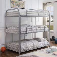 Cairo Triple Bunk Bed Silver Twin By Acme Furniture Furniturepick