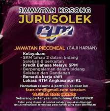 Ijazah sarjana muda gaji : Sarawak Aritok Jawatan Kosong Juru Solek Rtm Facebook
