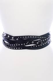 Bk Studded Medium Criss Cross Belt