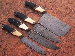 Kitchen knives, hunting knives, edc knives, fillet knives and custom knives. Amazon Com Gladiatorsguild Handmade Beautiful Damascus Steel 4 Pcs Kitchen Chef Knife Set Bone Horn Handle Home Kitchen