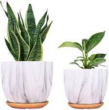 Wide range of colours and shapes to choose from. Buy 8 Inch Plant Pot With Drainage And Saucer 7 Inch Ceramic Planters Indoor Plants Flower Pot Outdoor Marble White Planter 8 7 Plant Pot And Gold Saucers Inculded Online In Turkey B08dxm4lhd