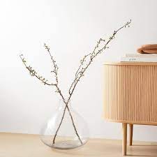 Oversized Curved Clear Glass Vase