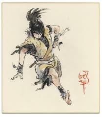 白土三平直筆カラー色紙 カムイ外伝 三平 昭和 漫画 色紙