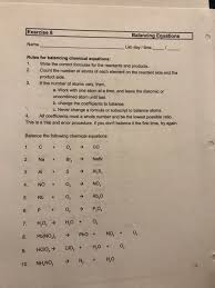 Chemistry distance learning packet april 13 14 15 16 17 h c 4a 1 review playlist solids liquids and ph. Solved Exercise 8 Balancing Equations Name Lab Day Time Chegg Com