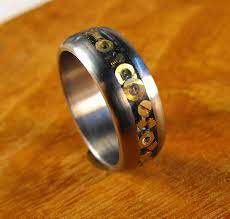Titanium Wedding Ring With Inlaid Hardware The Nuts And Bolts Ring Titanium Wedding Rings Wedding Rings Wood Wedding Ring
