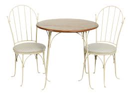 Habitat skandi oak table and 2 beni chairs. Charleston Forge Shaker Arch Hand Forged Iron Round Oak Table 2 Chairs Bistro Set Chairish